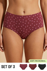 Zivame Medium Rise Full Coverage Hipster Panty (Pack of 3) - Multicolor — thumbnail 1